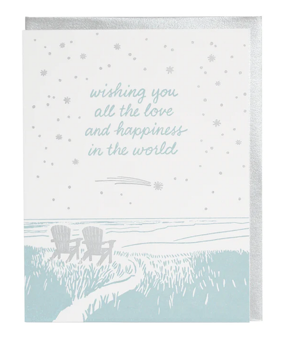 Moonlit Adirondack Chairs Wedding Card
