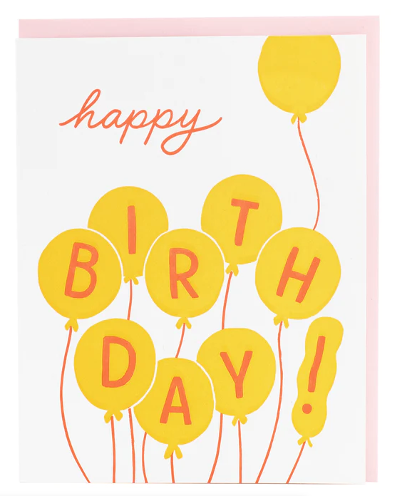 Yellow Balloons Birthday Card