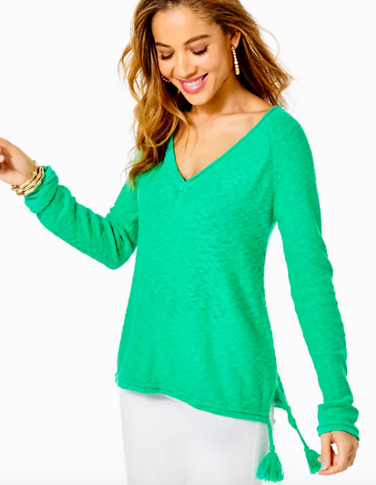 Jody V Neck Sweater | Botanical Green