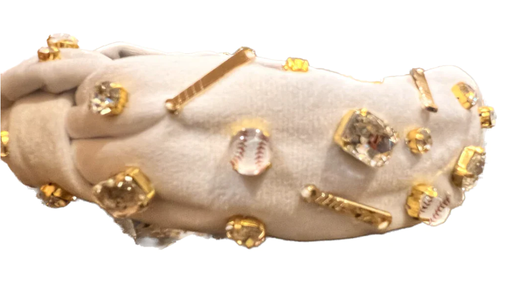 Baseball w/Crystal and Enamel Headband | White
