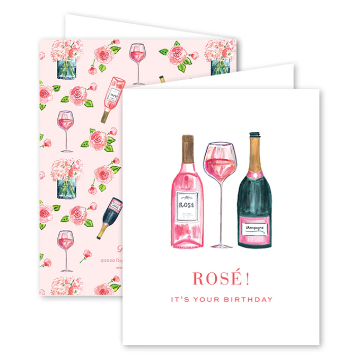 Champagne and Rose Birthday Card