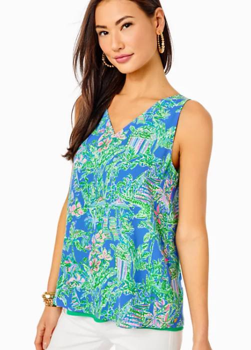 Florin Reversible Top | Boca Blue Beneath the Bougainvillea