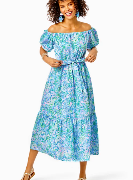 Tamie Off the Shoulder Dress | Surf Blue Soleil It on Me