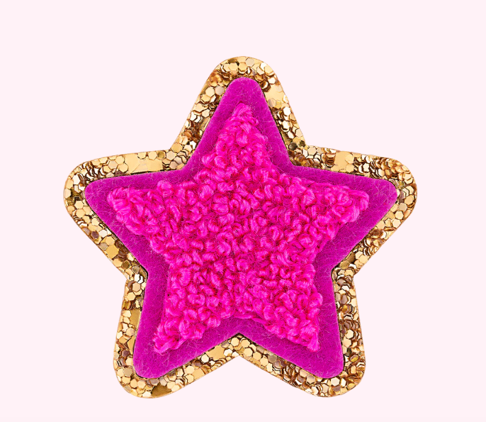 Mini Fuchsia Glitter Varsity Star Patch