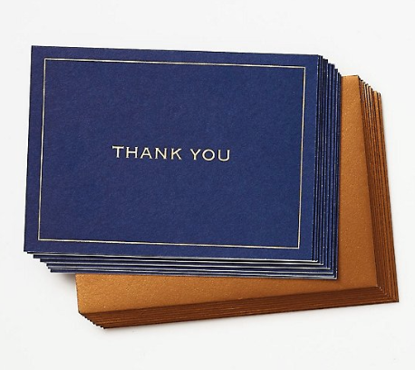 Gold Foil Navy Thank You Boxed Set
