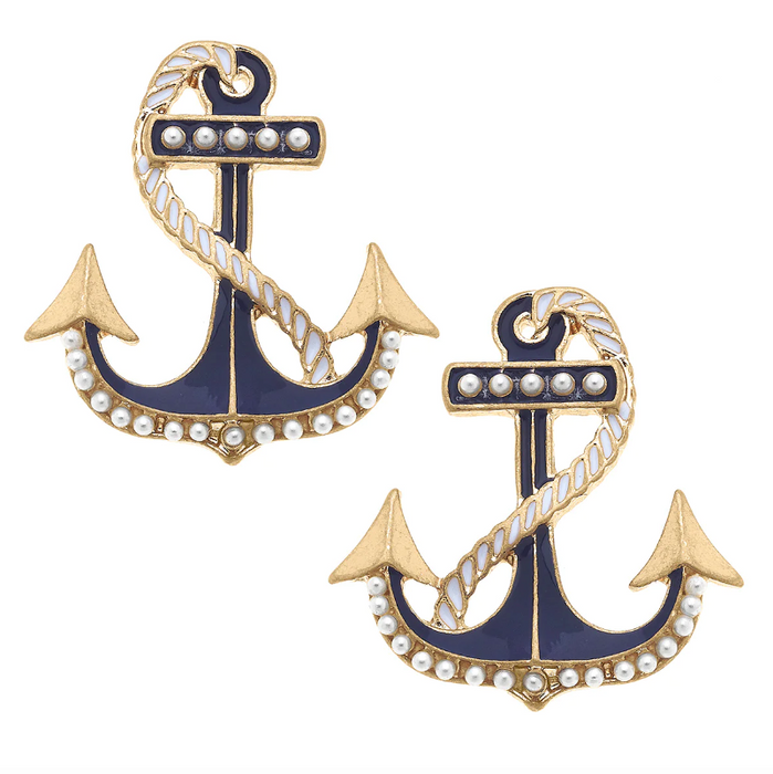 Georgina Pearl Anchor Earrings