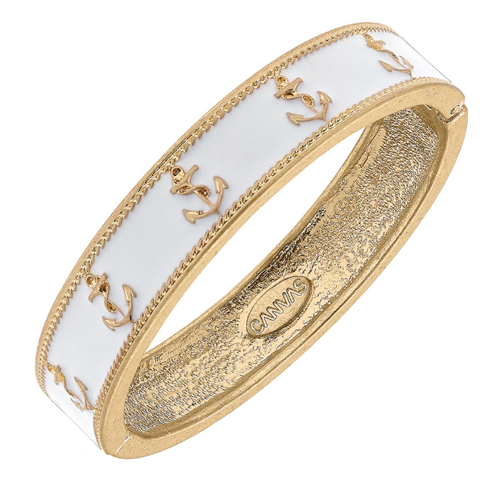 Darcy Anchor Enamel Bracelet | White