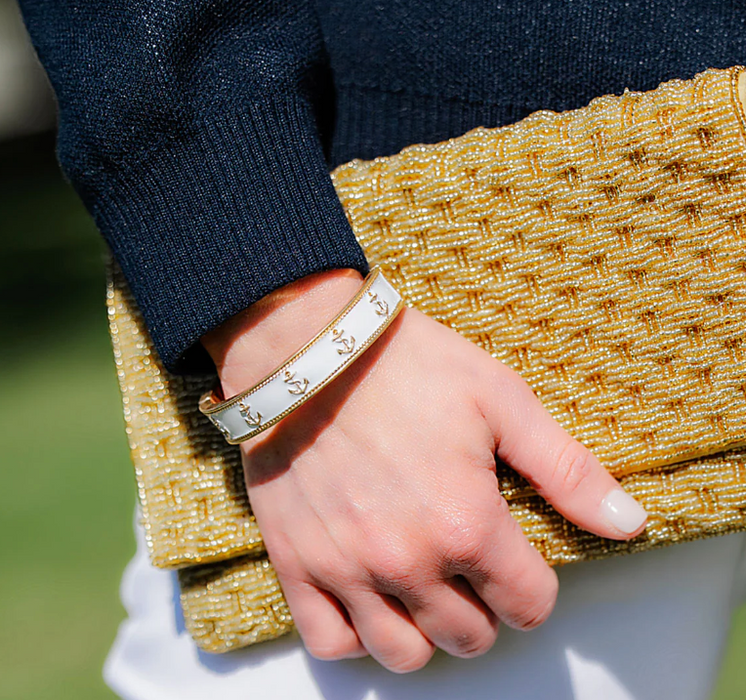 Darcy Anchor Enamel Bracelet | White