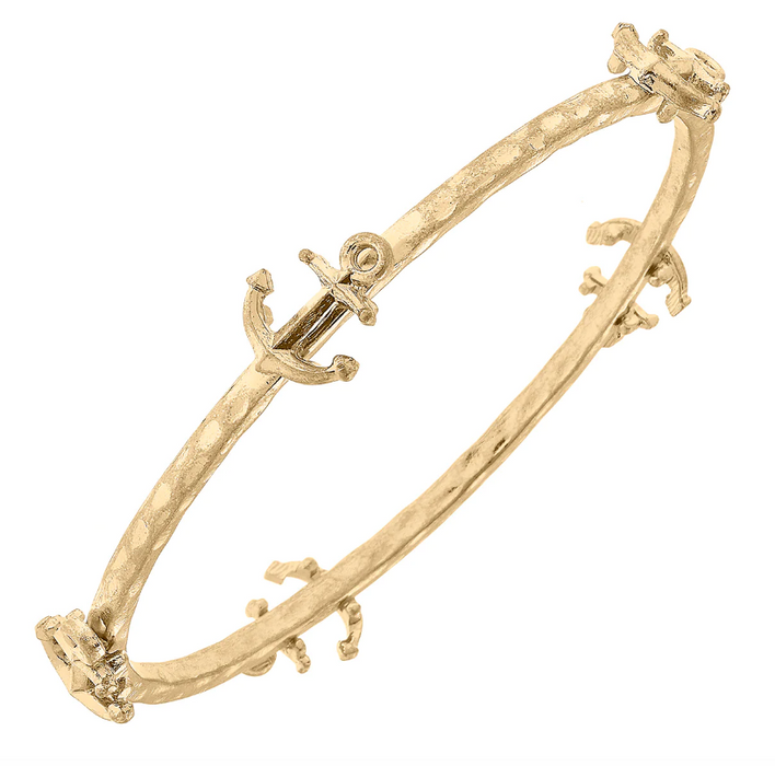 Claudia Anchor Bangle | Worn Gold