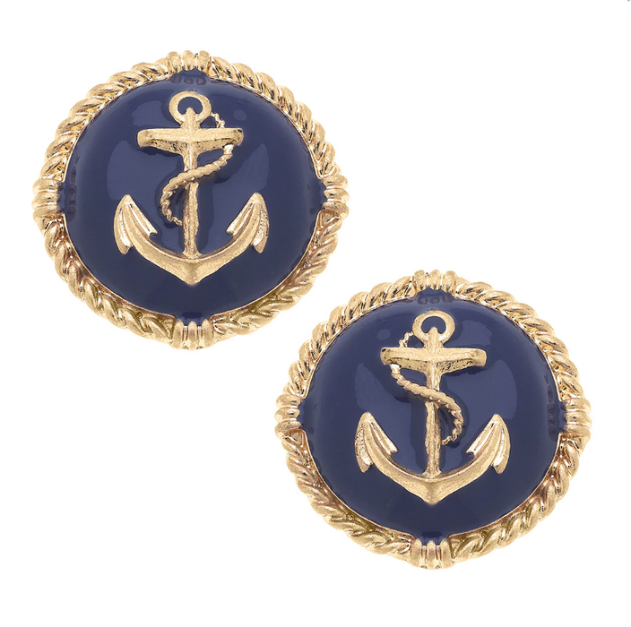 Kathleen Anchor Studs | Navy