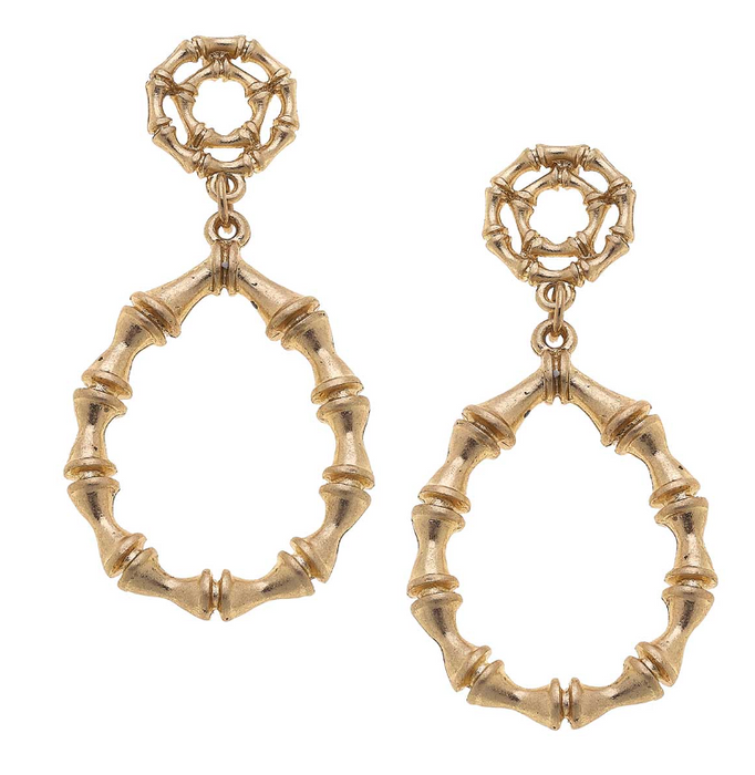 Jenny Bamboo Teardrop Earrings | Worn Gold