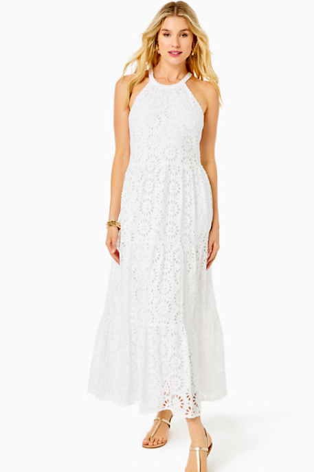 Beccalyn Dress | Eyelet Resort White