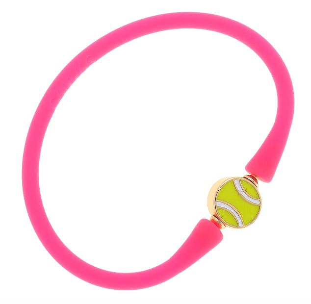 Bali Tennis Ball Silicone Bracelet | Neon Pink