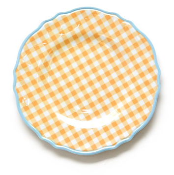 Gingham Garden Dessert Plate | Orange