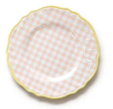 Gingham Garden Dessert Plate | Pink