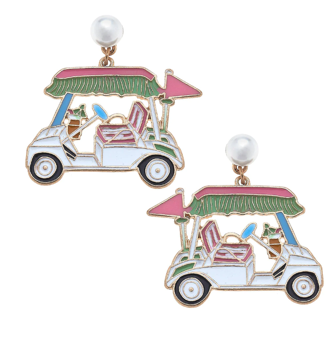 Bella Enamel Golf Cart Earrings