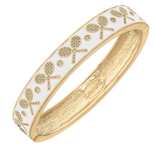Briar Tennis Racquet Enamel Bracelet | White
