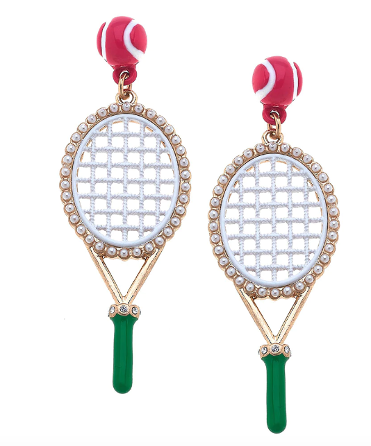 Teddy Enamel Tennis Racquet Earrings