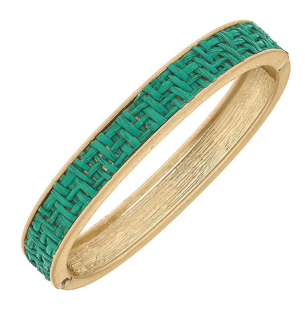 Danielle Raffia Hinge Bracelet | Green