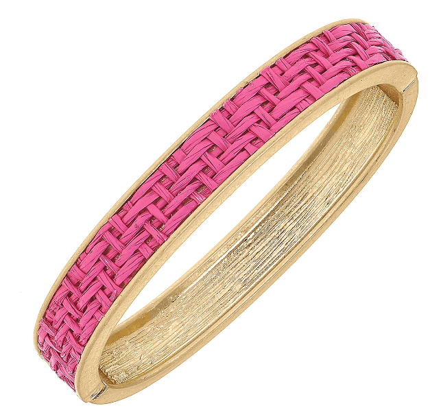 Danielle Raffia Hinge Bracelet | Pink