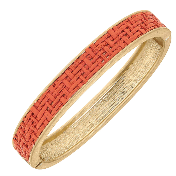 Danielle Raffia Hinge Bracelet | Orange