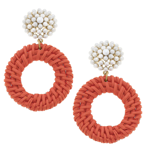 Elena Circle Wicker Earrings | Orange