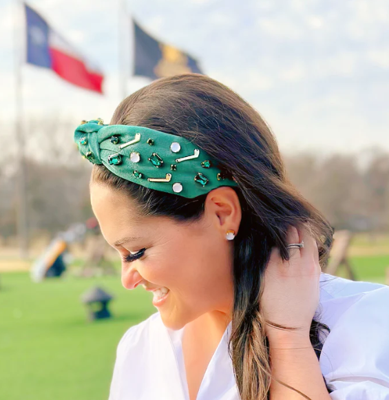 Golf w/Crystal and Enamel Headband | Masters Green