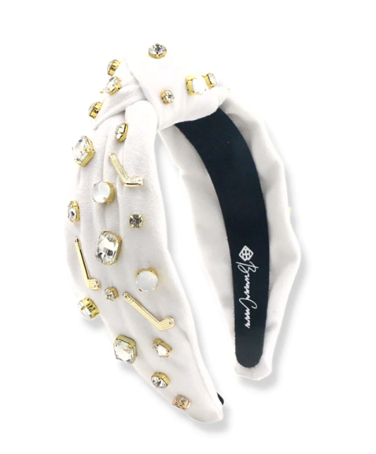 Golf w/Crystal and Enamel Headband | White