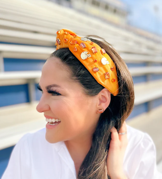Football w/Crystal and Enamel Headband | Orange