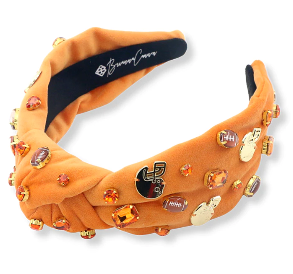 Football w/Crystal and Enamel Headband | Orange