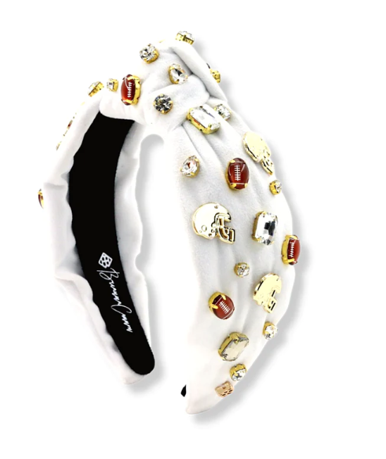 Football w/Crystal and Enamel Headband | White