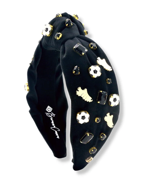 Soccer w/Crystal and Enamel Headband | Black