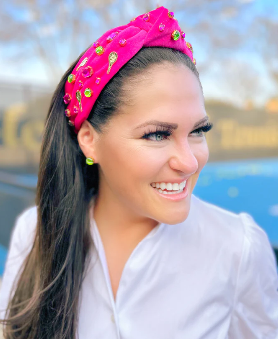 Tennis w/Crystal and Enamel Headband | Hot Pink