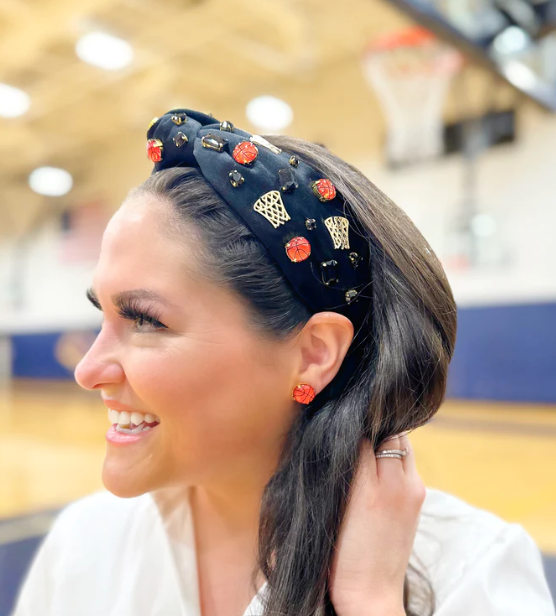 Basketball w/Crystal and Enamel Headband | Black