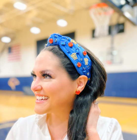 Basketball w/Crystal and Enamel Headband | Blue