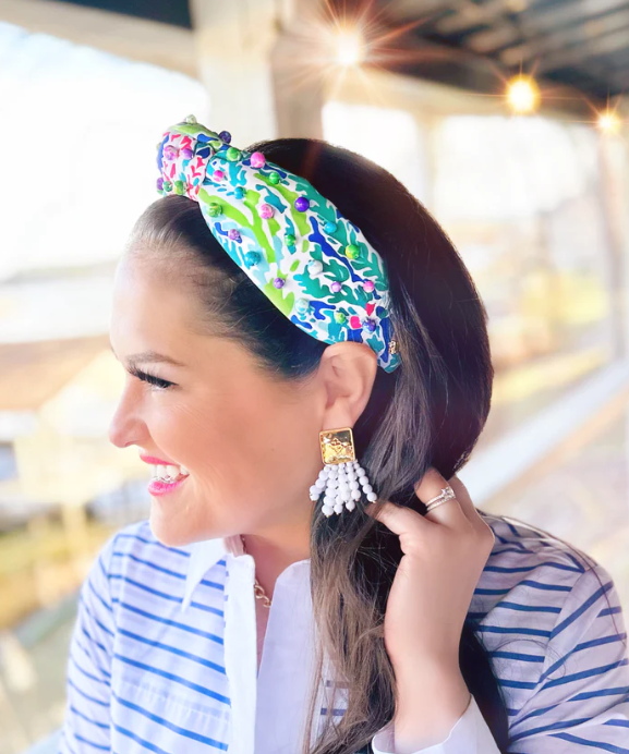 Bright Watercolor w/Multi Color Beads Headband