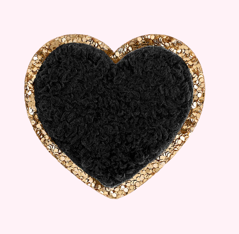 Mini Glitter Varsity Heart | Noir
