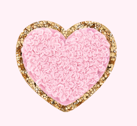 Mini Glitter Varsity Heart | Flamingo