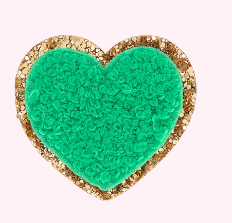 Mini Glitter Varsity Heart | Avocado