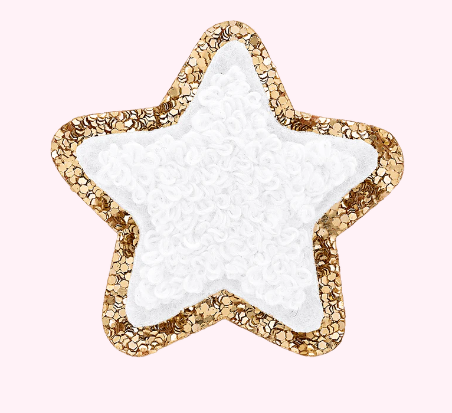 Mini Glitter Varsity Star | Blanc
