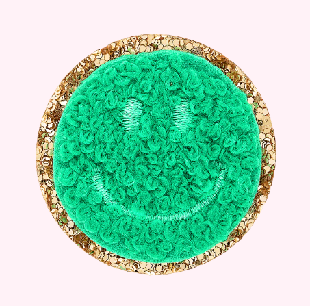 Mini Glitter Varsity Smiley Face | Avocado