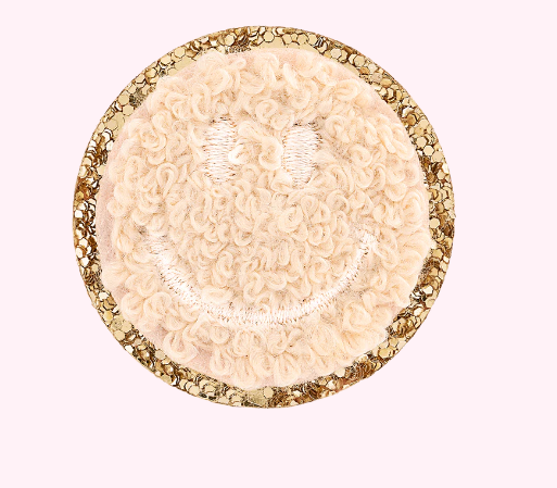 Mini Glitter Varsity Smiley Face | Sand