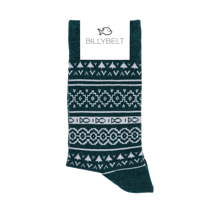 Green Jacquard combed cotton Christmas socks