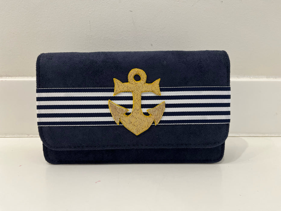 Navy Clutch w/Beaded Anchor
