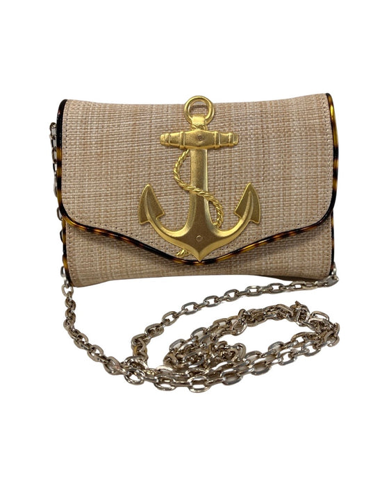 Straw Tortoise Clutch w/Gold Anchor