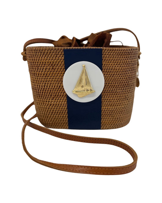 Sm Straw Tote w/Sailboat